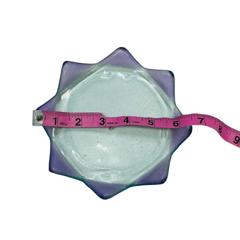 10/$25🦋 Set of 3 Stackable Purple & Blue Lotus Glass Trinket Trays - Picture 12 of 15